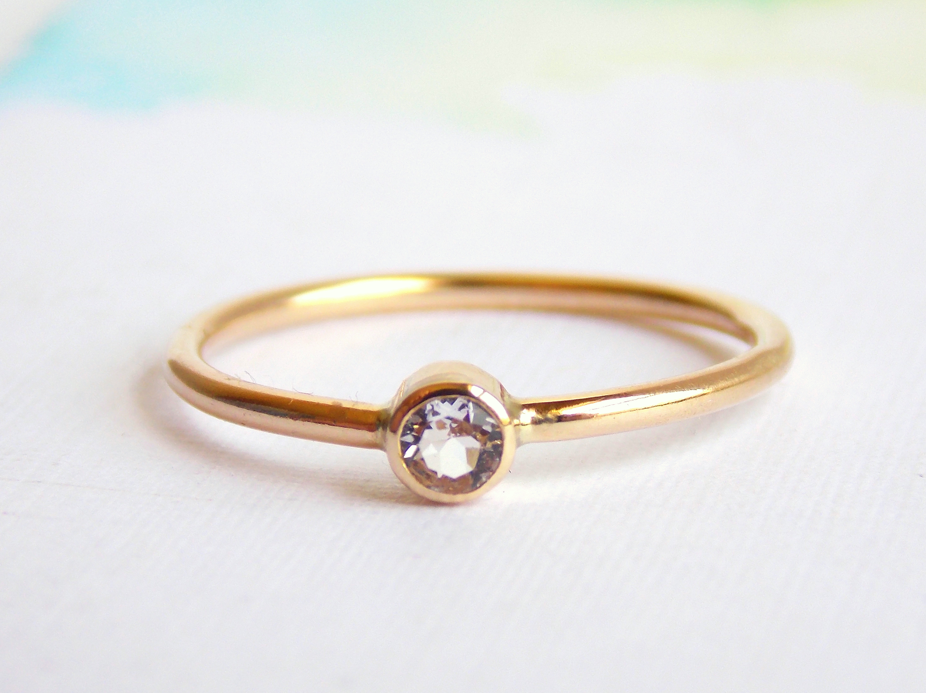 Simple White Topaz Ring: 14K Gold-filled Ring, White Topaz, Dainty Ring